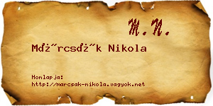 Márcsák Nikola névjegykártya